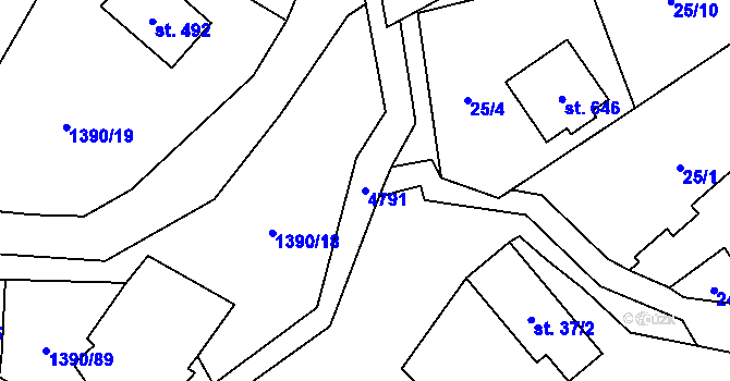 Parcela st. 4791 v KÚ Zděchov, Katastrální mapa