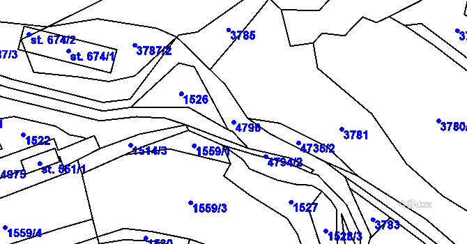 Parcela st. 4796 v KÚ Zděchov, Katastrální mapa