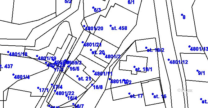 Parcela st. 4801/2 v KÚ Zděchov, Katastrální mapa