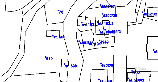 Parcela st. 4802/13 v KÚ Zděchov, Katastrální mapa