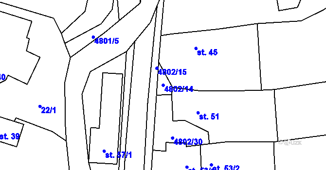 Parcela st. 4802/14 v KÚ Zděchov, Katastrální mapa