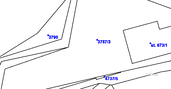Parcela st. 3757/1 v KÚ Zděchov, Katastrální mapa