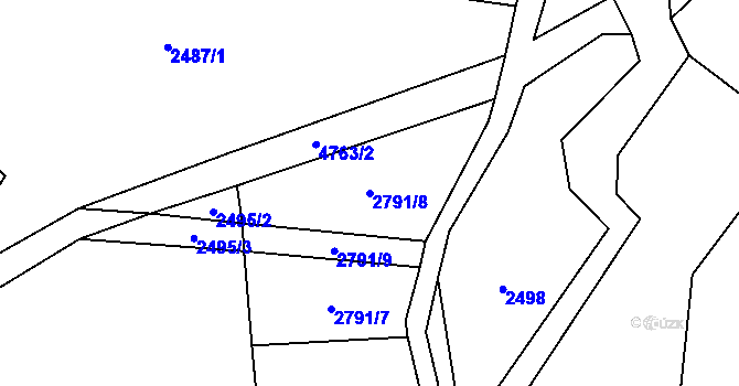 Parcela st. 2791/8 v KÚ Zděchov, Katastrální mapa