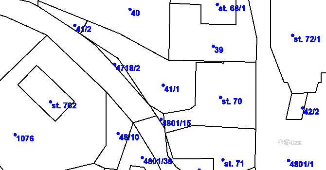 Parcela st. 41/1 v KÚ Zděchov, Katastrální mapa