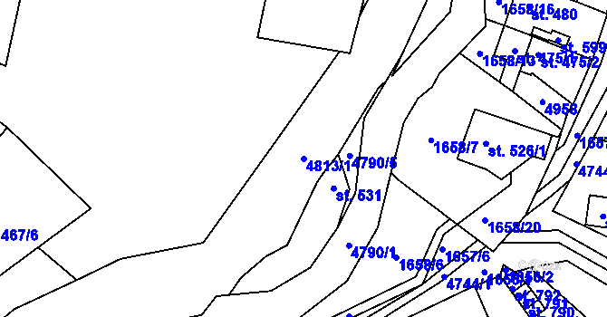 Parcela st. 4813/1 v KÚ Zděchov, Katastrální mapa