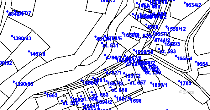 Parcela st. 4790/1 v KÚ Zděchov, Katastrální mapa