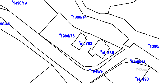 Parcela st. 782 v KÚ Zděchov, Katastrální mapa
