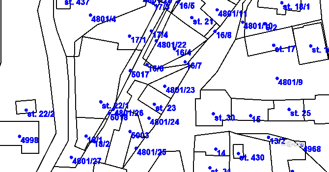Parcela st. 4801/23 v KÚ Zděchov, Katastrální mapa