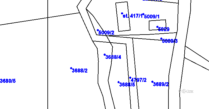 Parcela st. 3688/4 v KÚ Zděchov, Katastrální mapa