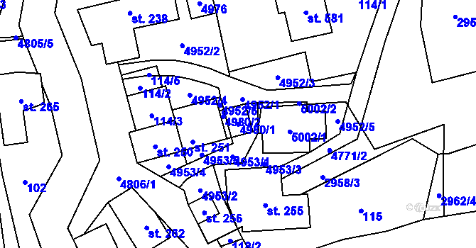 Parcela st. 4980/1 v KÚ Zděchov, Katastrální mapa