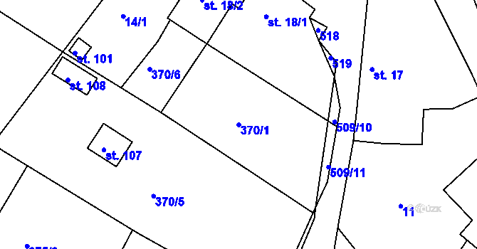 Parcela st. 370/1 v KÚ Morašice v Železných horách, Katastrální mapa