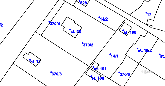 Parcela st. 370/2 v KÚ Morašice v Železných horách, Katastrální mapa