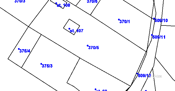 Parcela st. 370/5 v KÚ Morašice v Železných horách, Katastrální mapa