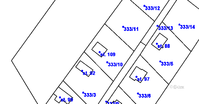 Parcela st. 109 v KÚ Morašice v Železných horách, Katastrální mapa