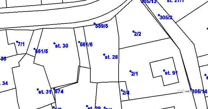 Parcela st. 28 v KÚ Spytovice, Katastrální mapa