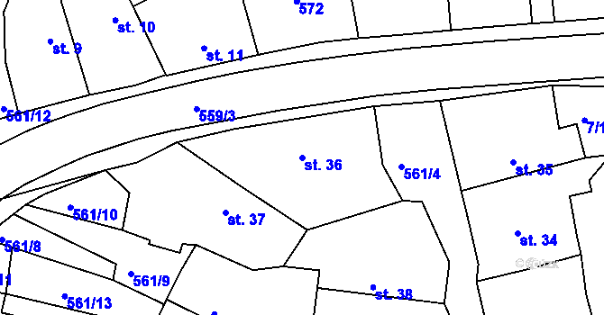 Parcela st. 36 v KÚ Spytovice, Katastrální mapa