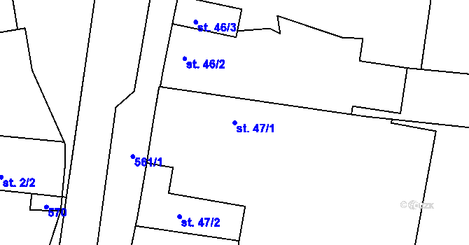 Parcela st. 47/1 v KÚ Spytovice, Katastrální mapa