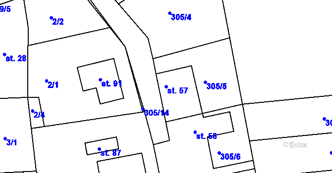 Parcela st. 57 v KÚ Spytovice, Katastrální mapa