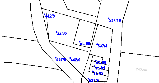 Parcela st. 60 v KÚ Spytovice, Katastrální mapa