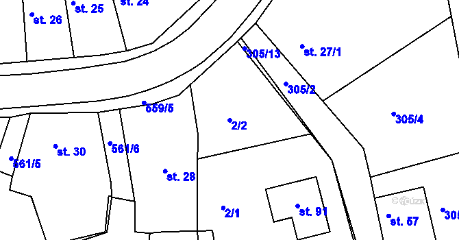 Parcela st. 2/2 v KÚ Spytovice, Katastrální mapa