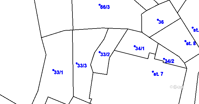 Parcela st. 33/2 v KÚ Spytovice, Katastrální mapa