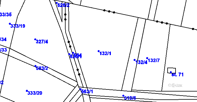 Parcela st. 132/1 v KÚ Spytovice, Katastrální mapa