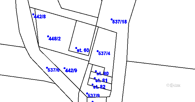Parcela st. 537/4 v KÚ Spytovice, Katastrální mapa