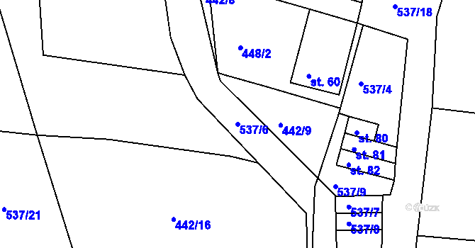 Parcela st. 537/6 v KÚ Spytovice, Katastrální mapa