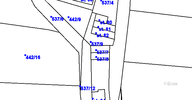 Parcela st. 537/7 v KÚ Spytovice, Katastrální mapa