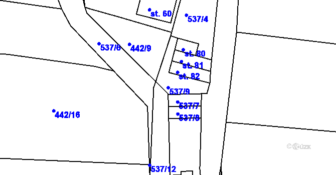 Parcela st. 537/9 v KÚ Spytovice, Katastrální mapa
