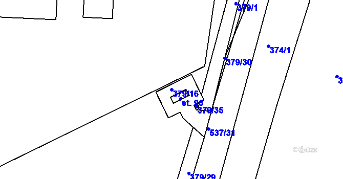 Parcela st. 379/16 v KÚ Spytovice, Katastrální mapa