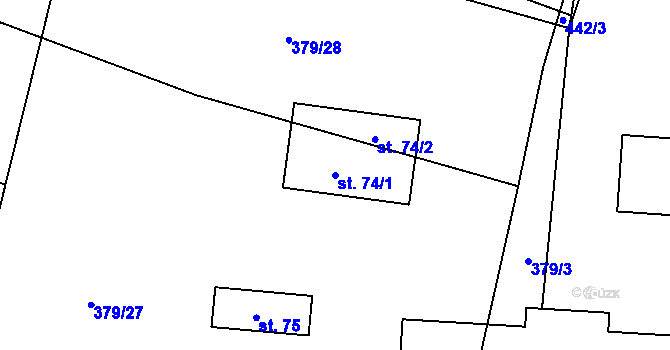Parcela st. 74/1 v KÚ Spytovice, Katastrální mapa