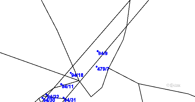 Parcela st. 94/9 v KÚ Spytovice, Katastrální mapa