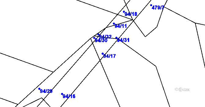 Parcela st. 94/17 v KÚ Spytovice, Katastrální mapa