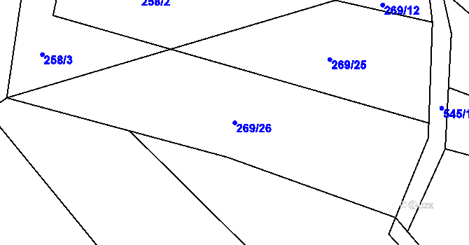 Parcela st. 269/26 v KÚ Spytovice, Katastrální mapa