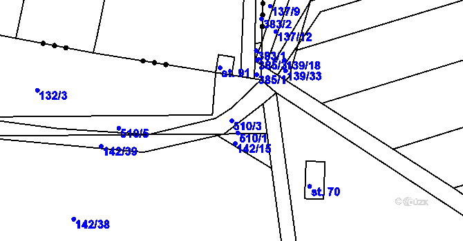 Parcela st. 510/3 v KÚ Spytovice, Katastrální mapa