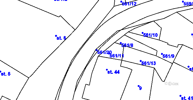 Parcela st. 561/20 v KÚ Spytovice, Katastrální mapa