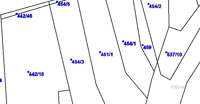 Parcela st. 451/1 v KÚ Spytovice, Katastrální mapa