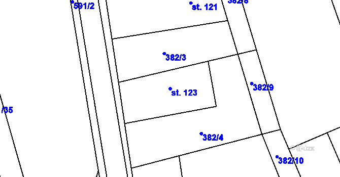 Parcela st. 123 v KÚ Zdechovice, Katastrální mapa