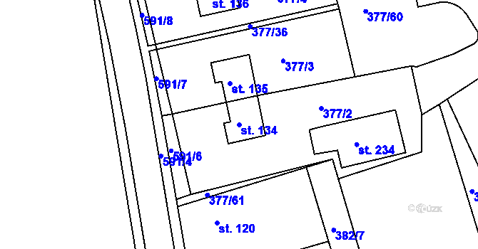 Parcela st. 134 v KÚ Zdechovice, Katastrální mapa