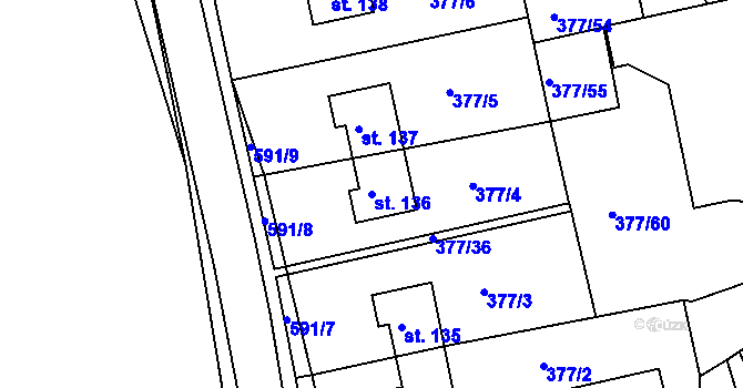 Parcela st. 136 v KÚ Zdechovice, Katastrální mapa