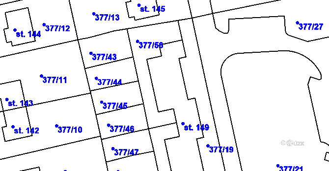 Parcela st. 149 v KÚ Zdechovice, Katastrální mapa