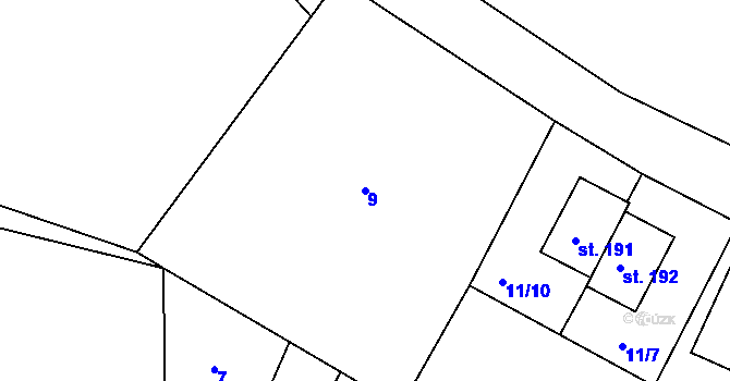 Parcela st. 9 v KÚ Zdechovice, Katastrální mapa