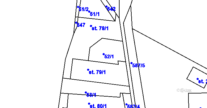 Parcela st. 52/1 v KÚ Zdechovice, Katastrální mapa