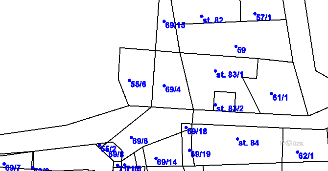 Parcela st. 69/4 v KÚ Zdechovice, Katastrální mapa