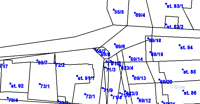 Parcela st. 69/8 v KÚ Zdechovice, Katastrální mapa
