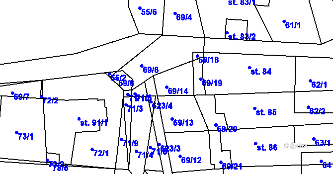 Parcela st. 69/14 v KÚ Zdechovice, Katastrální mapa