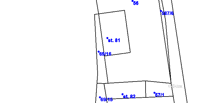 Parcela st. 69/16 v KÚ Zdechovice, Katastrální mapa