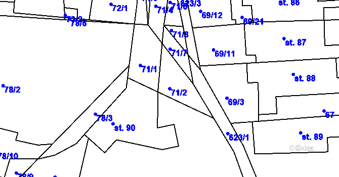 Parcela st. 71/2 v KÚ Zdechovice, Katastrální mapa