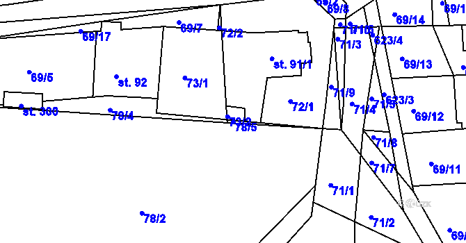 Parcela st. 78/5 v KÚ Zdechovice, Katastrální mapa